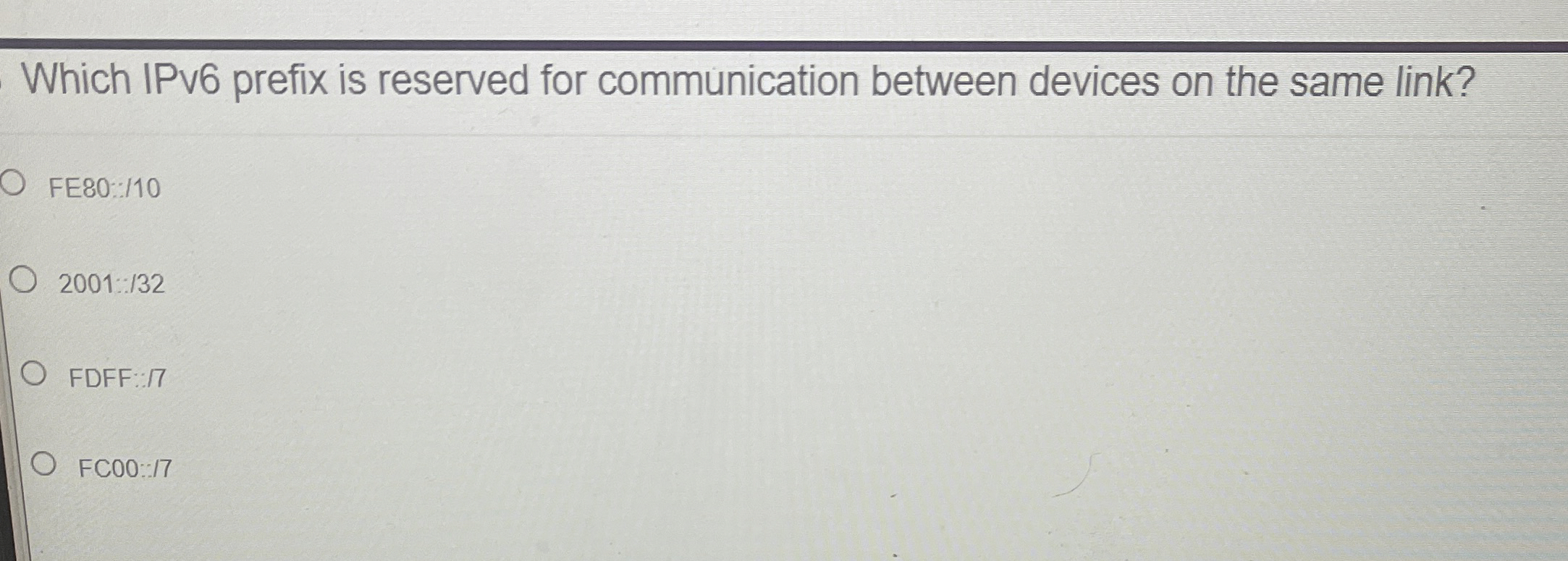 Which IPv 6 prefix is reserved for communication