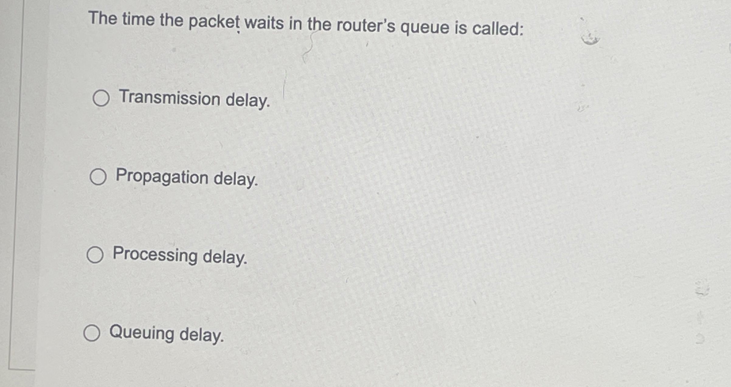 The time the packet waits in the router's queue
