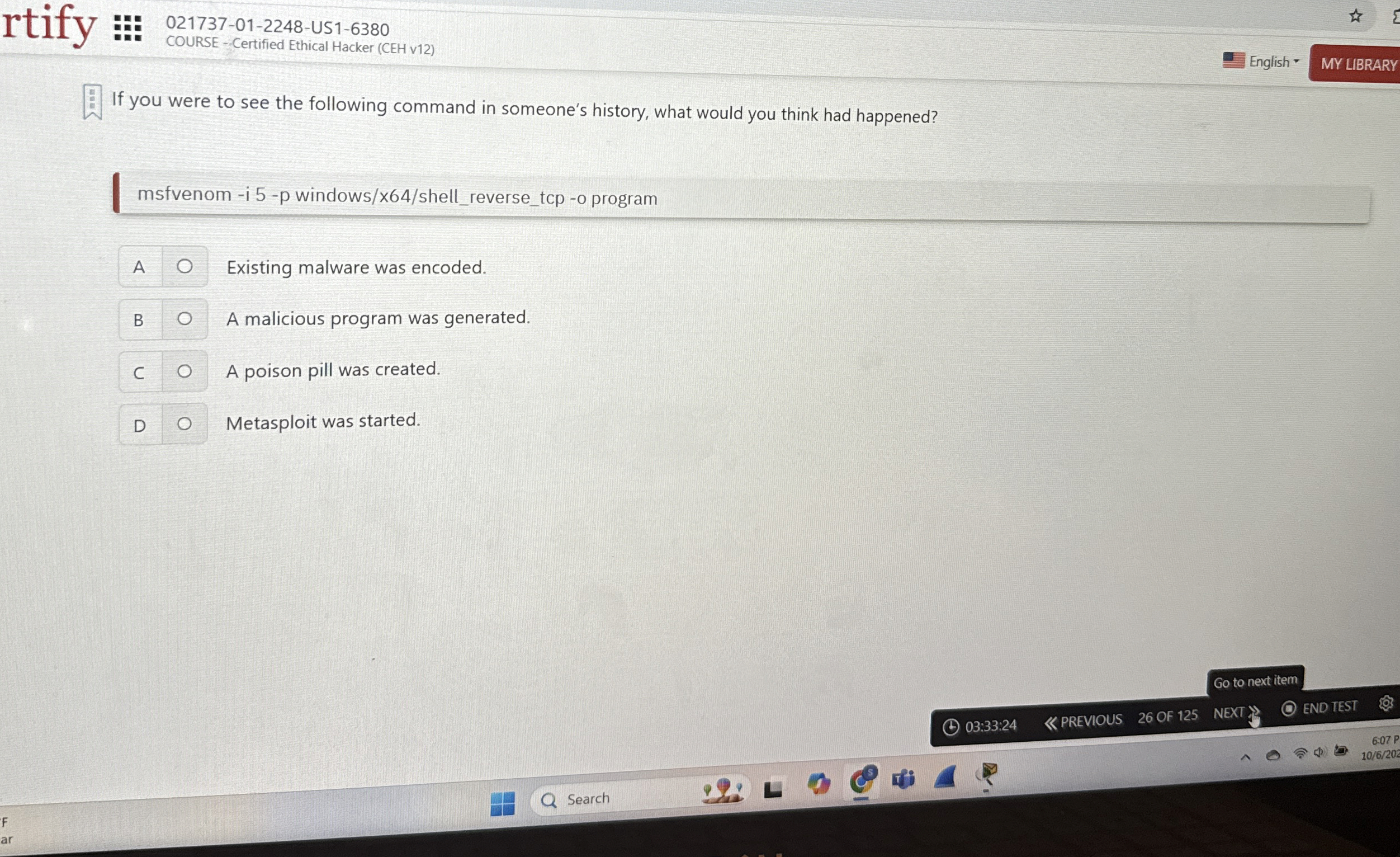 If you were to see the following command in