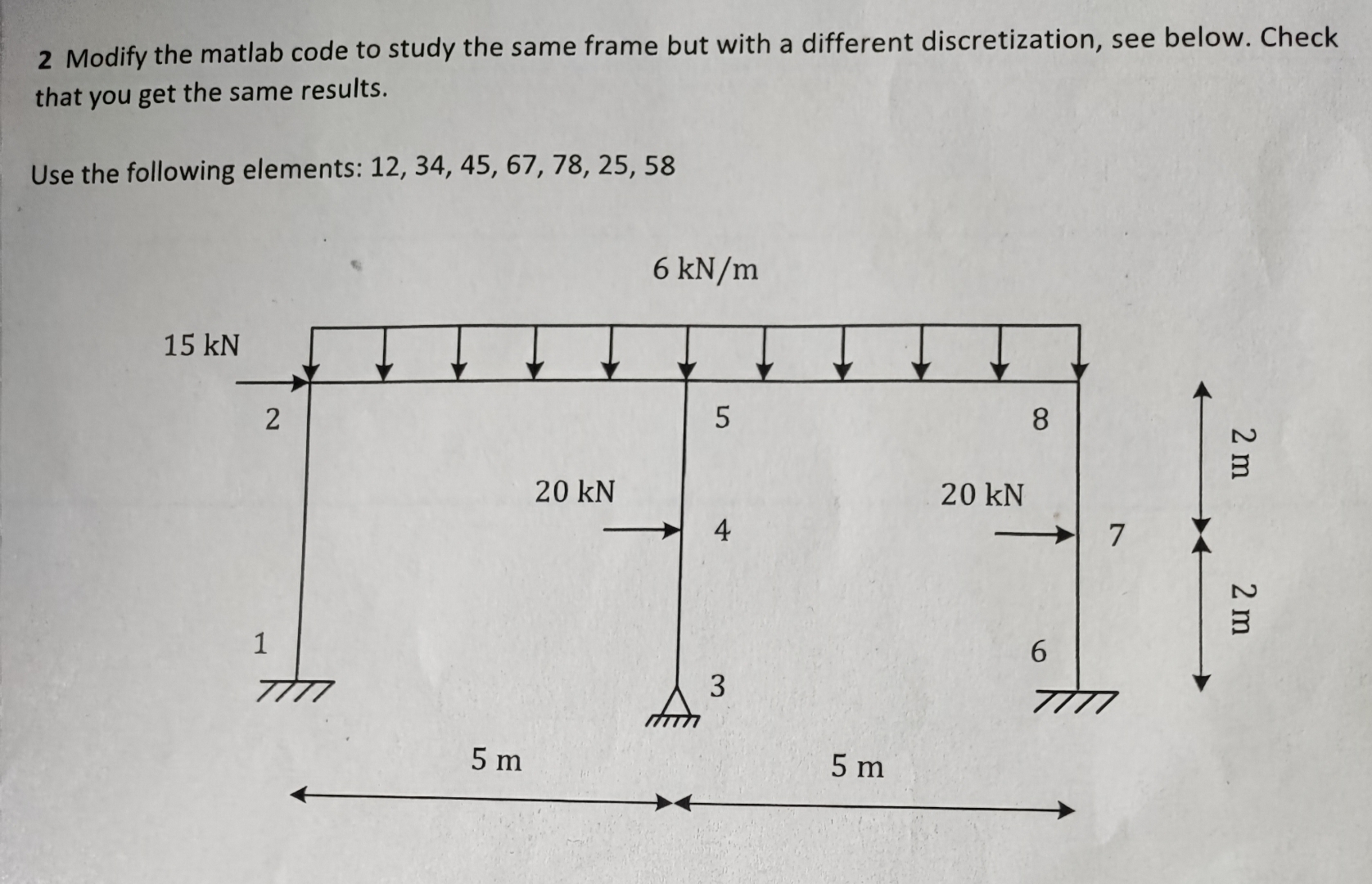 2 Modify the matlab code to study the same frame