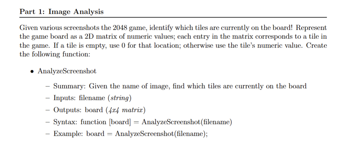  Write a code in Matlab Grader Part 1: Image Analysis Given