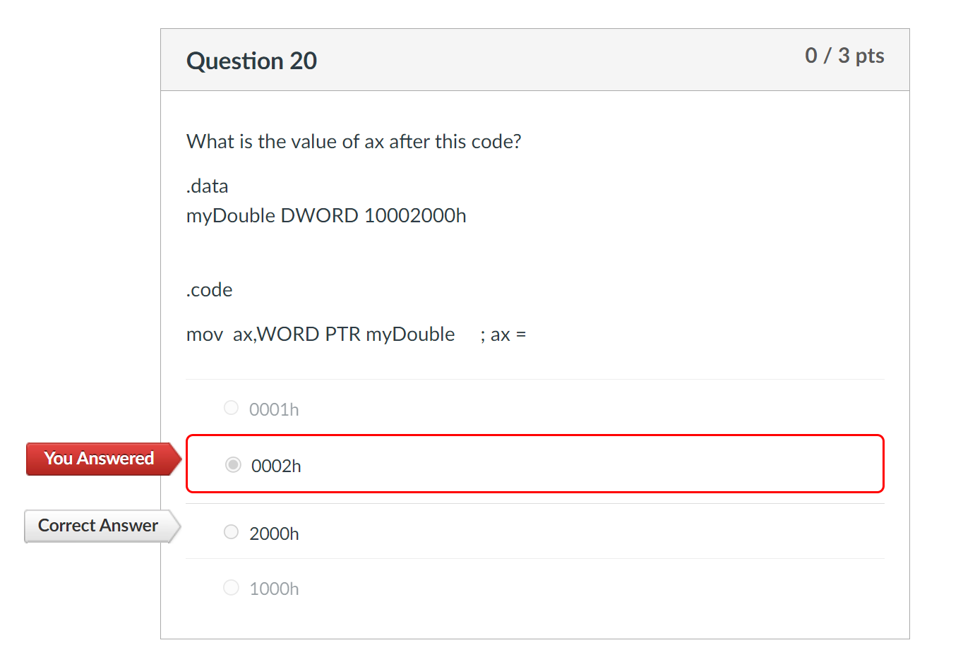 Question 2 0 What is the value of ax after this