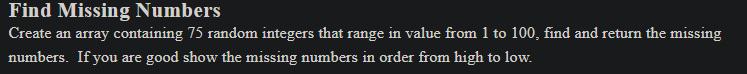i need a java code for this Find Missing Numbers