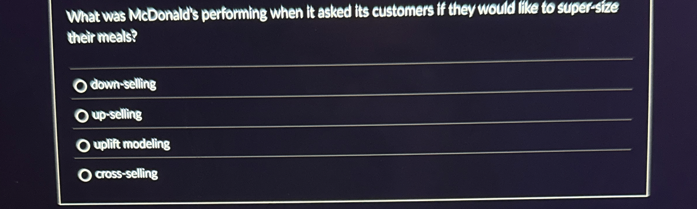 What was Madonald's performing when it asked its