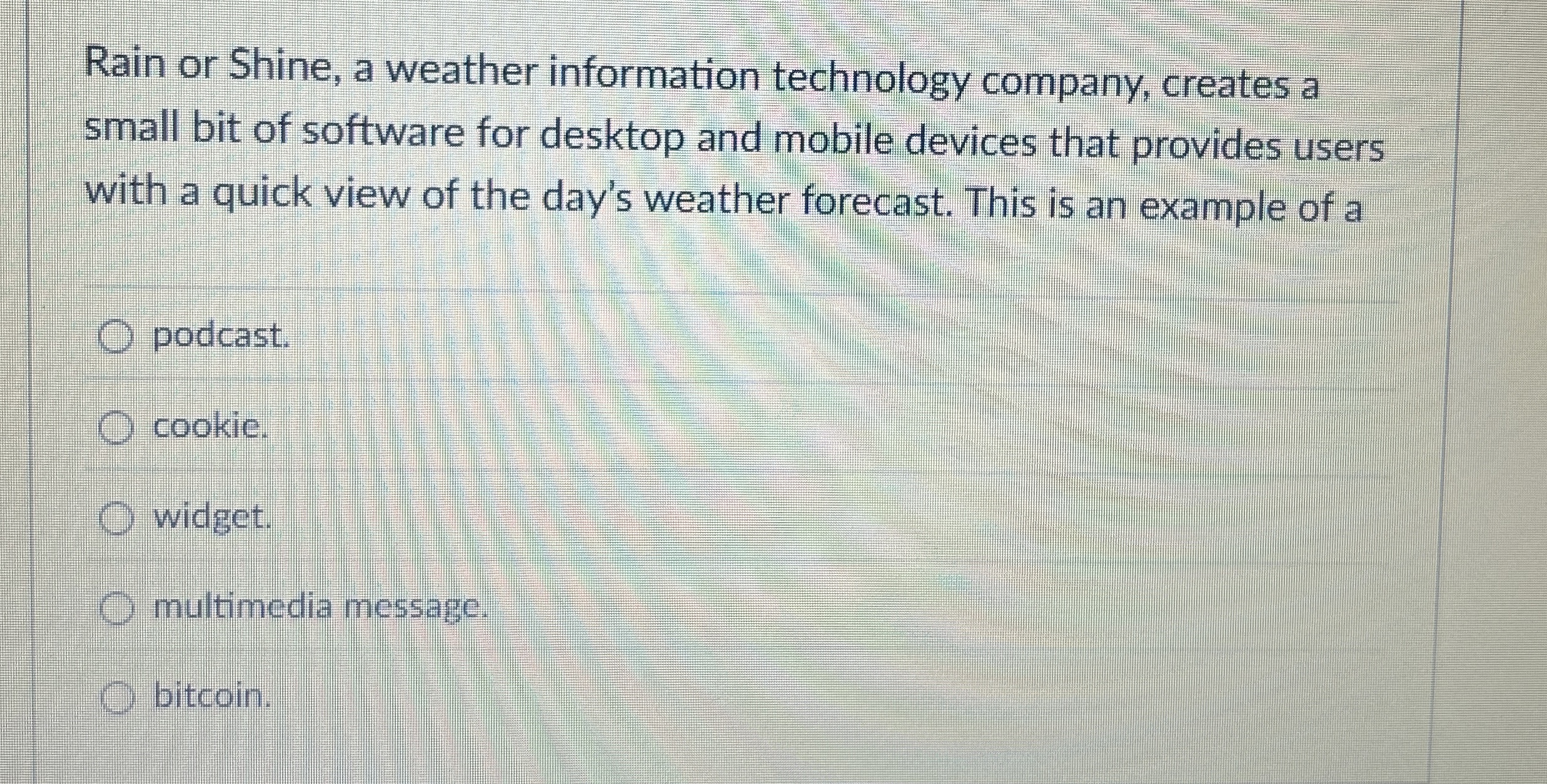 Rain or Shine, a weather information technology