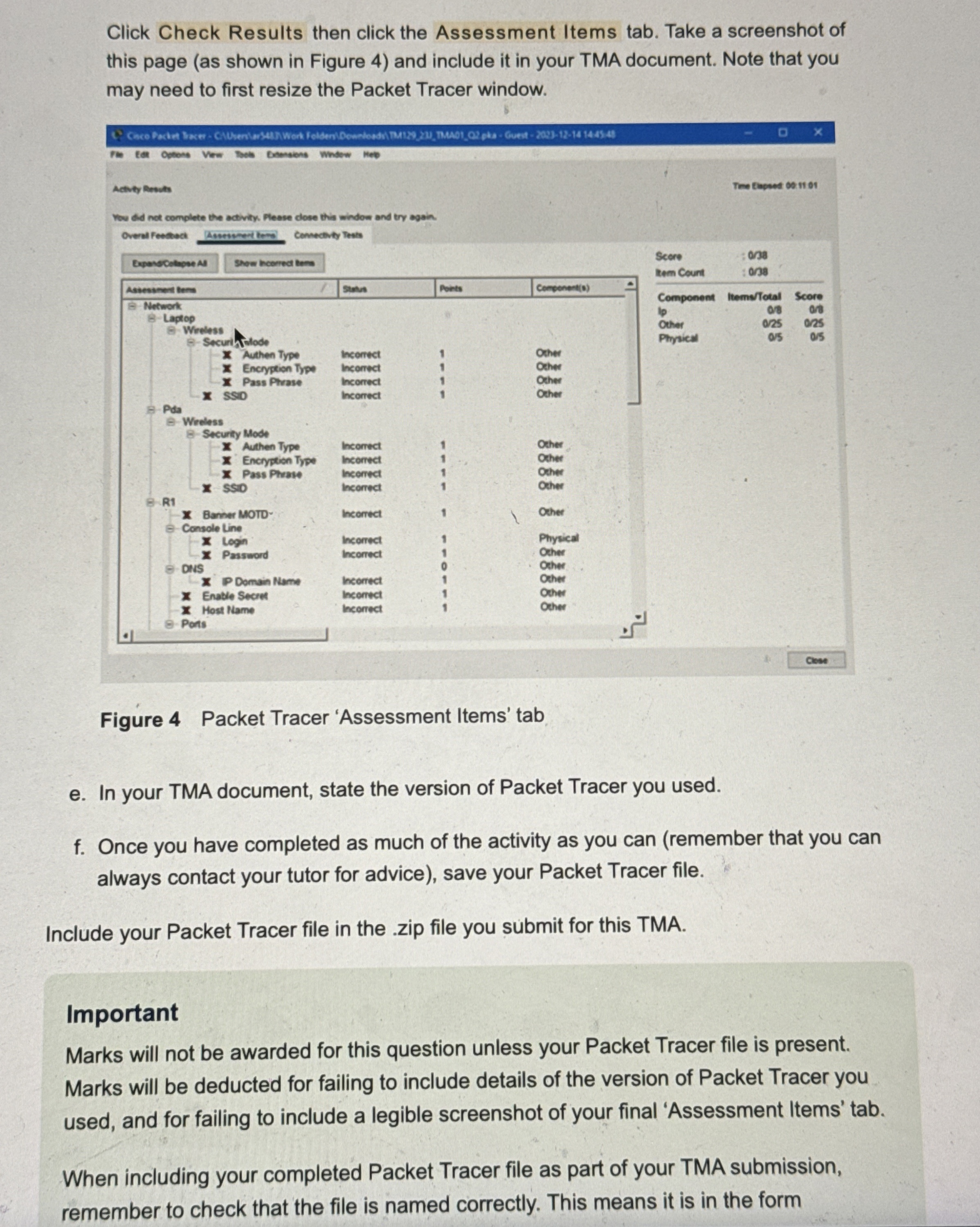 Click Check Results then click the Assessment