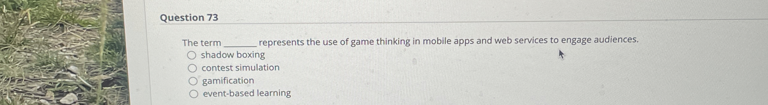 Question 7 3 The term represents the use of game