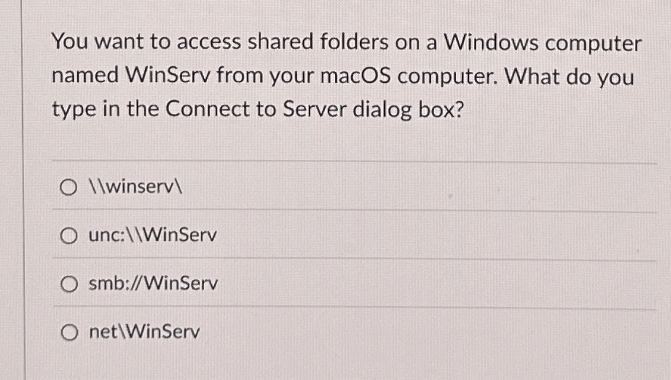 You want to access shared folders on a Windows