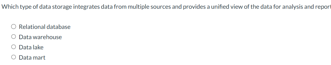 Which type of data storage integrates data from