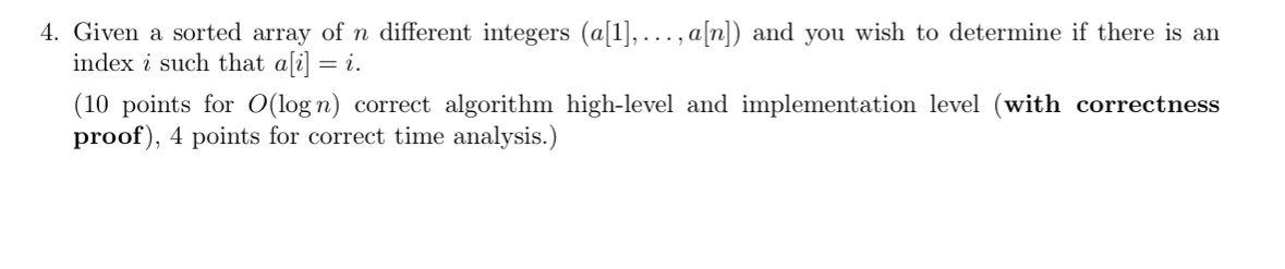 Given a sorted array of n different integers ( a