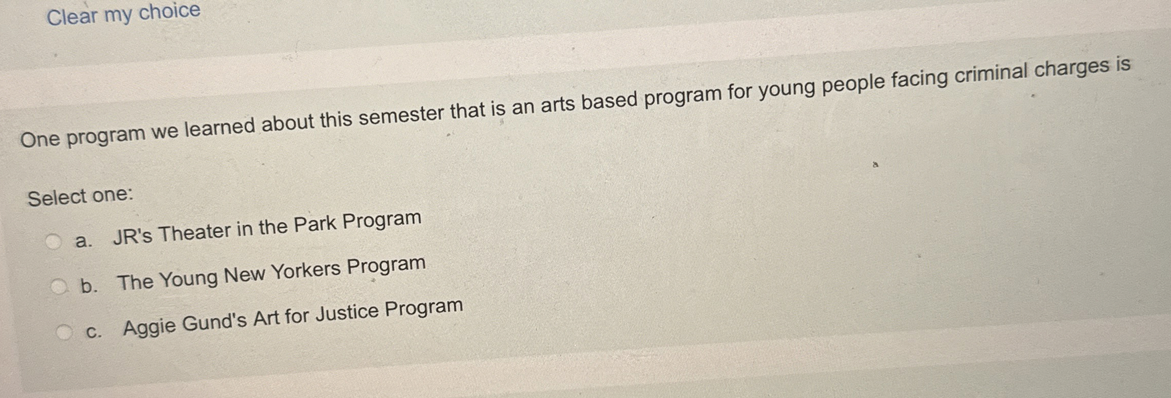 Clear my choice One program we learned about this