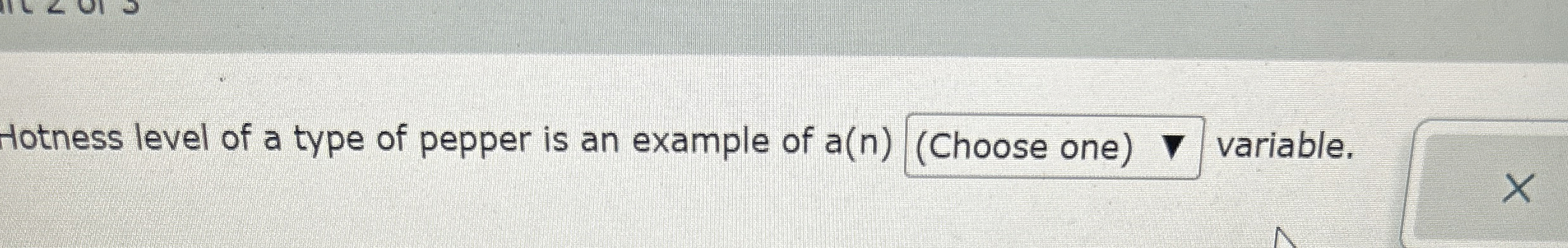 Hotness level of a type of pepper is an example