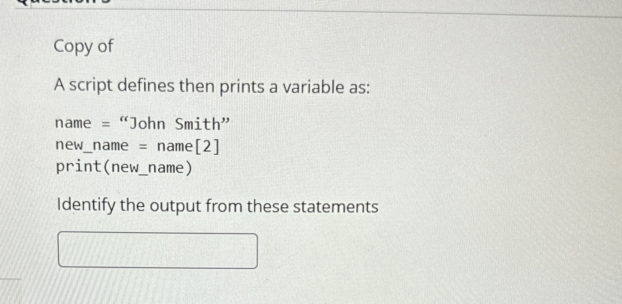 Copy of A script defines then prints a variable
