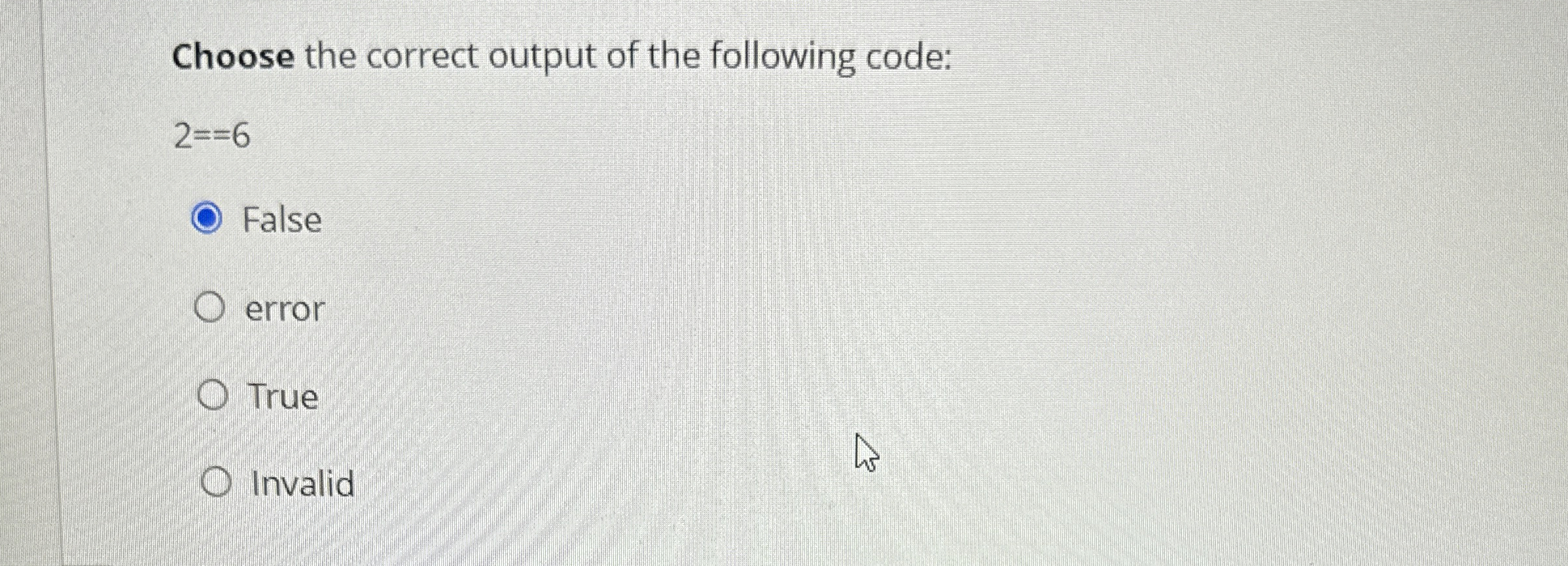 Choose the correct output of the following code: