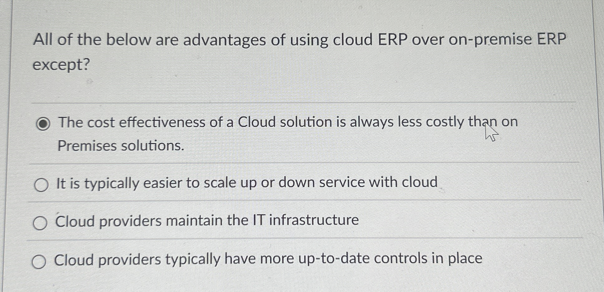 All of the below are advantages of using cloud