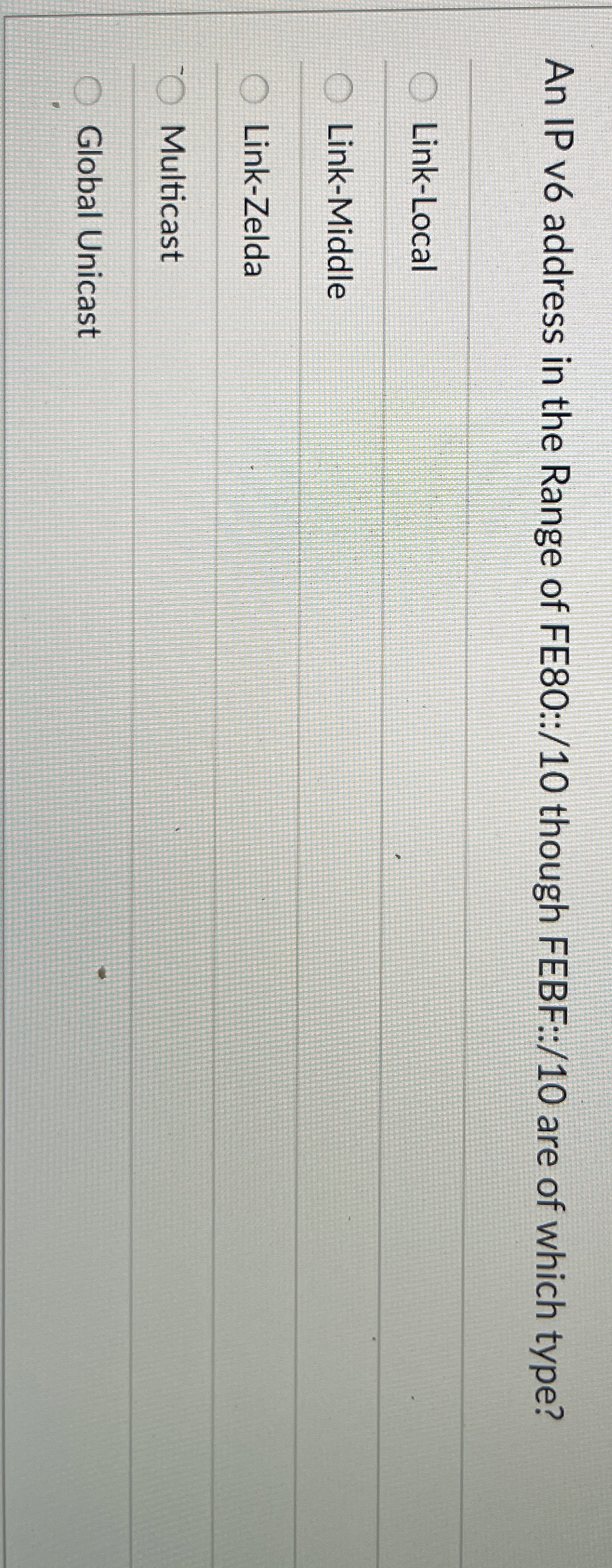 An IP v 6 address in the Range of FE 8 0 :: / 1 0