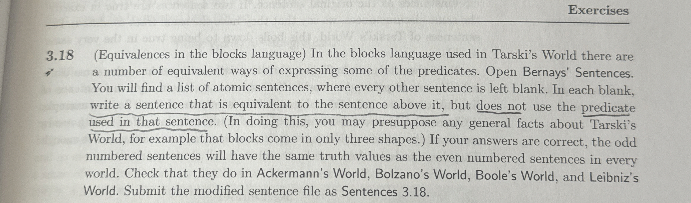 Exercises 3 . 1 8 ( Equivalences in the blocks