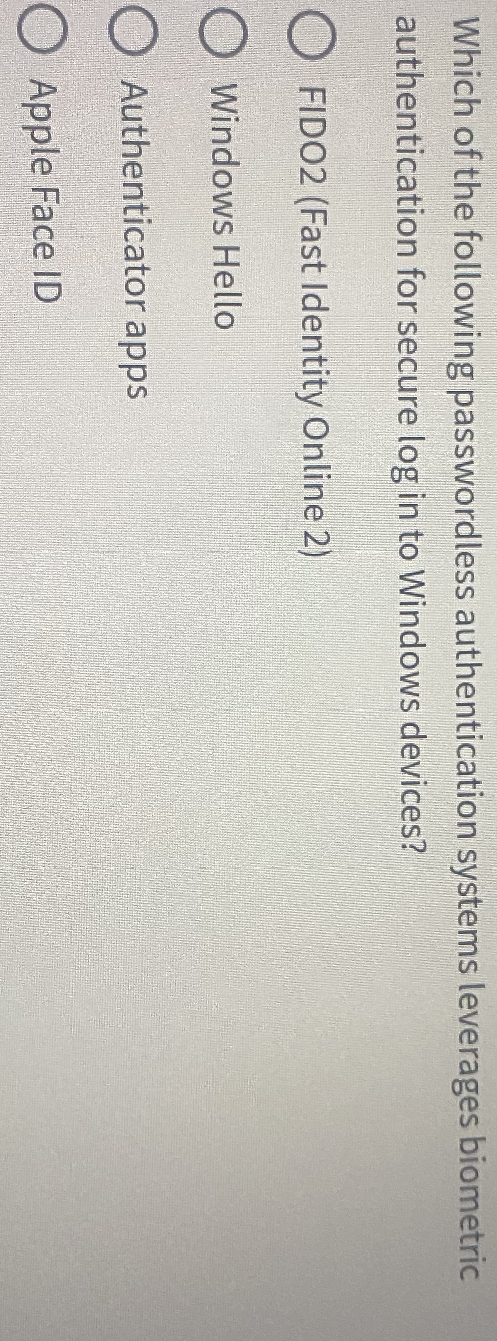 Which of the following passwordless