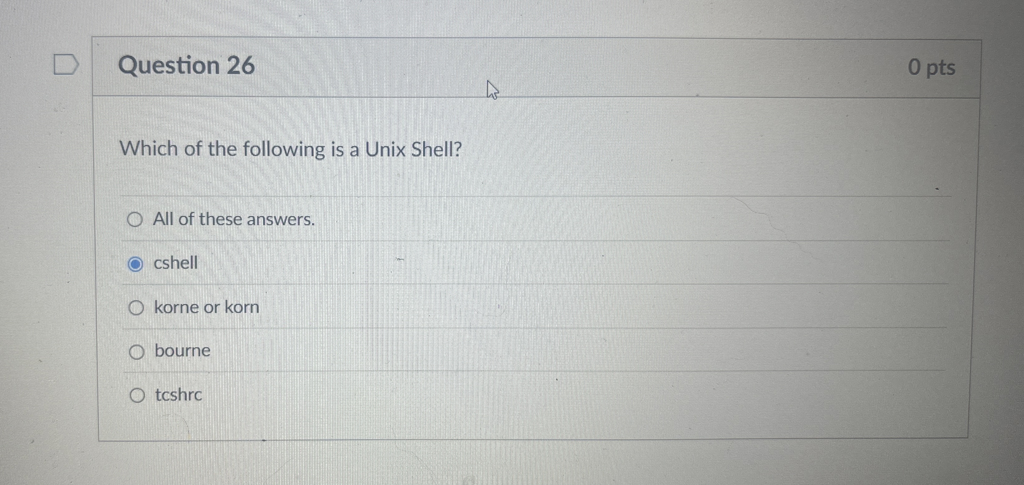Question 2 6 Which of the following is a Unix