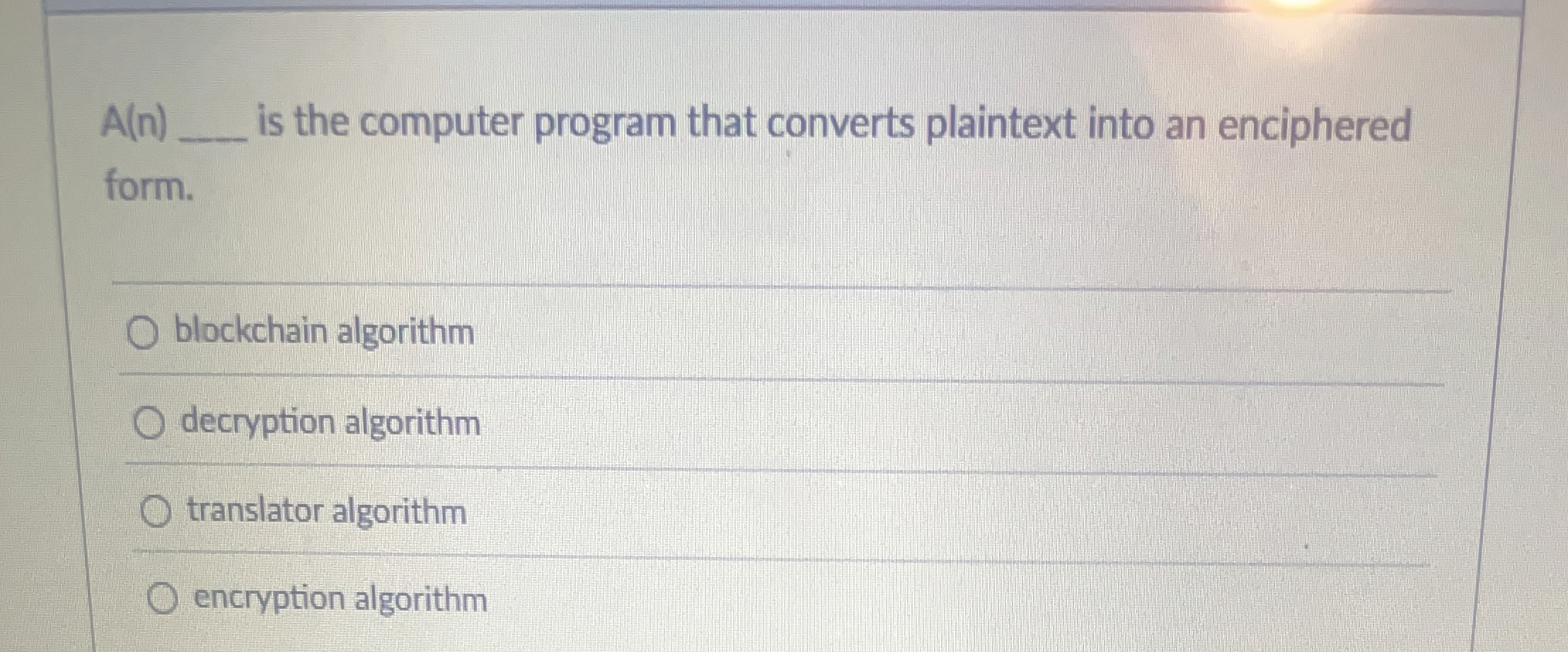 A ( n ) is the computer program that converts
