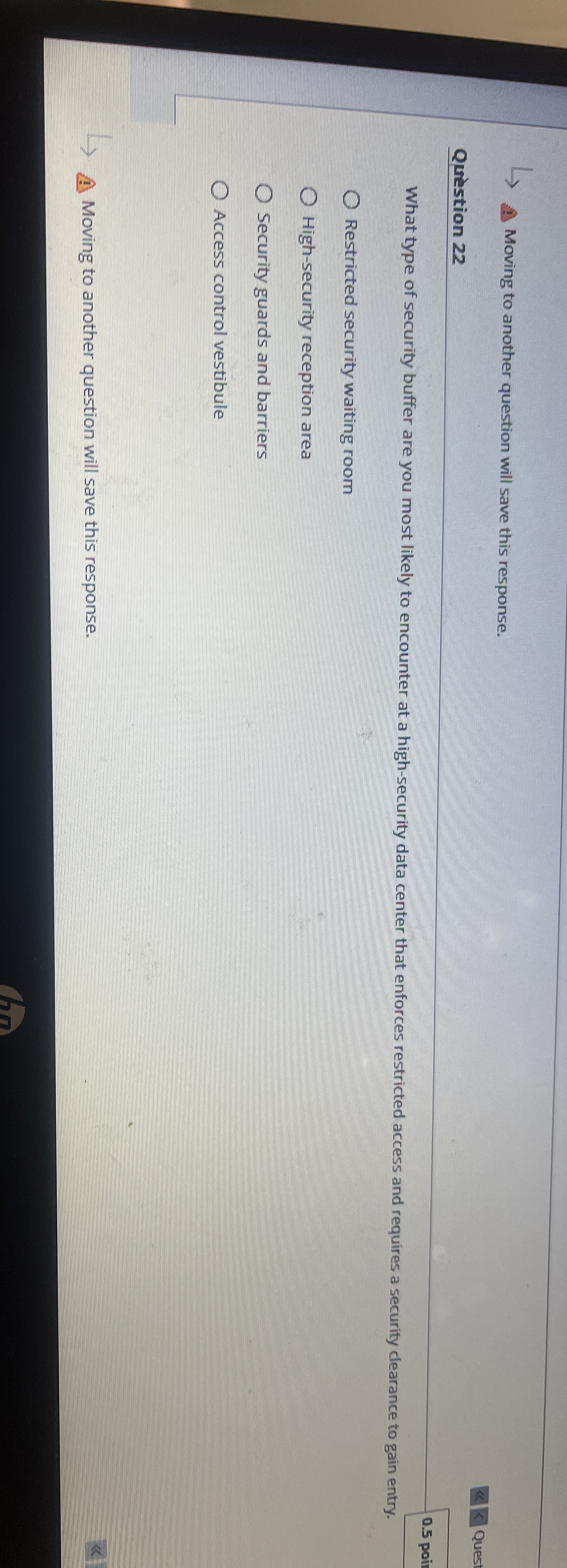 Qu stion 2 2 What type of security buffer are you