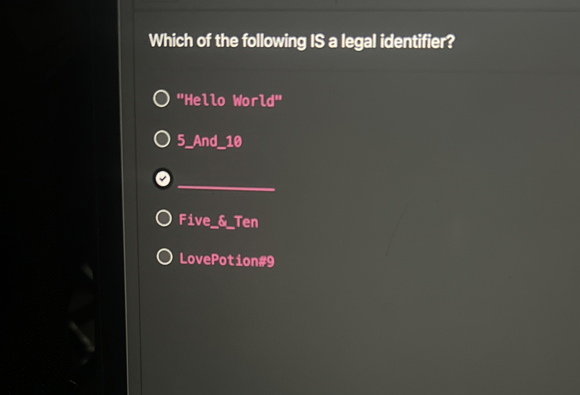 Which of the following IS a legal identifier?