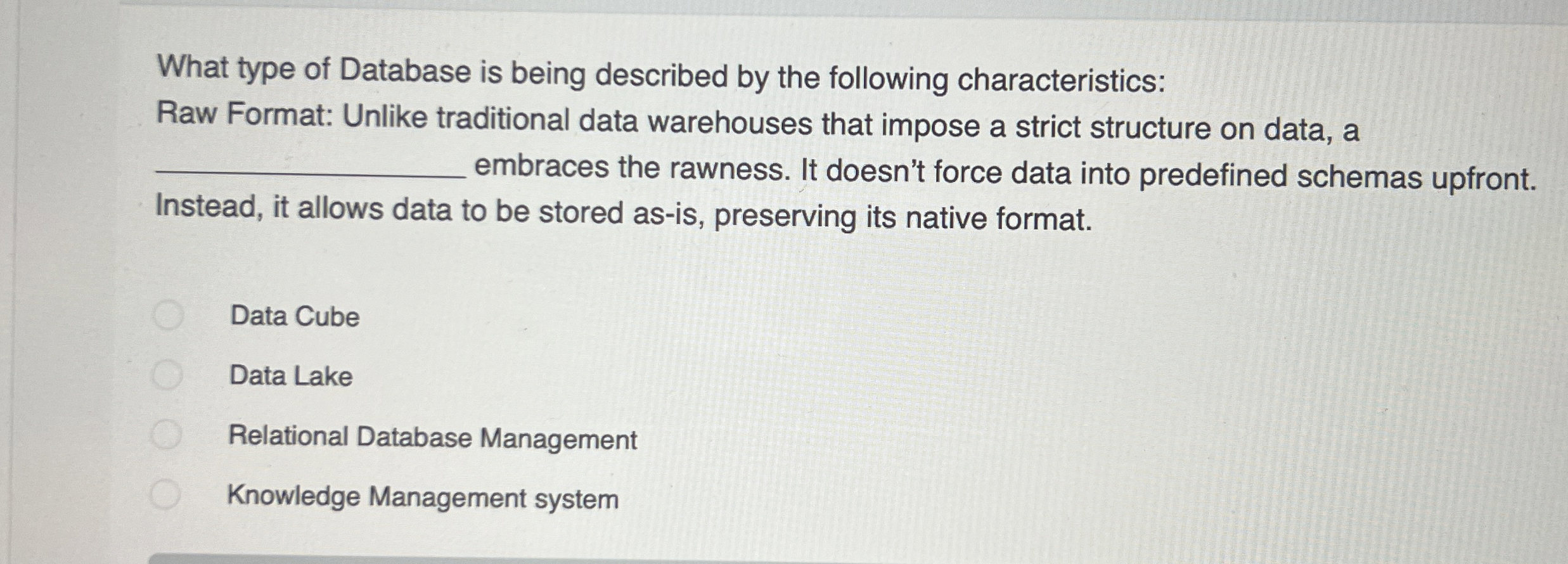 What type of Database is being described by the