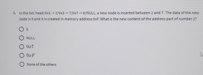 node is 5 and it is created in memory address 0