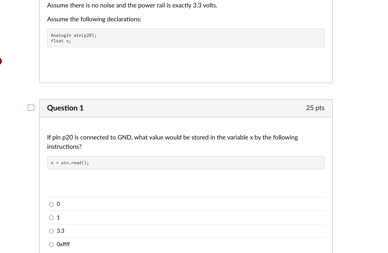 Assume there is no noise and the power rail is