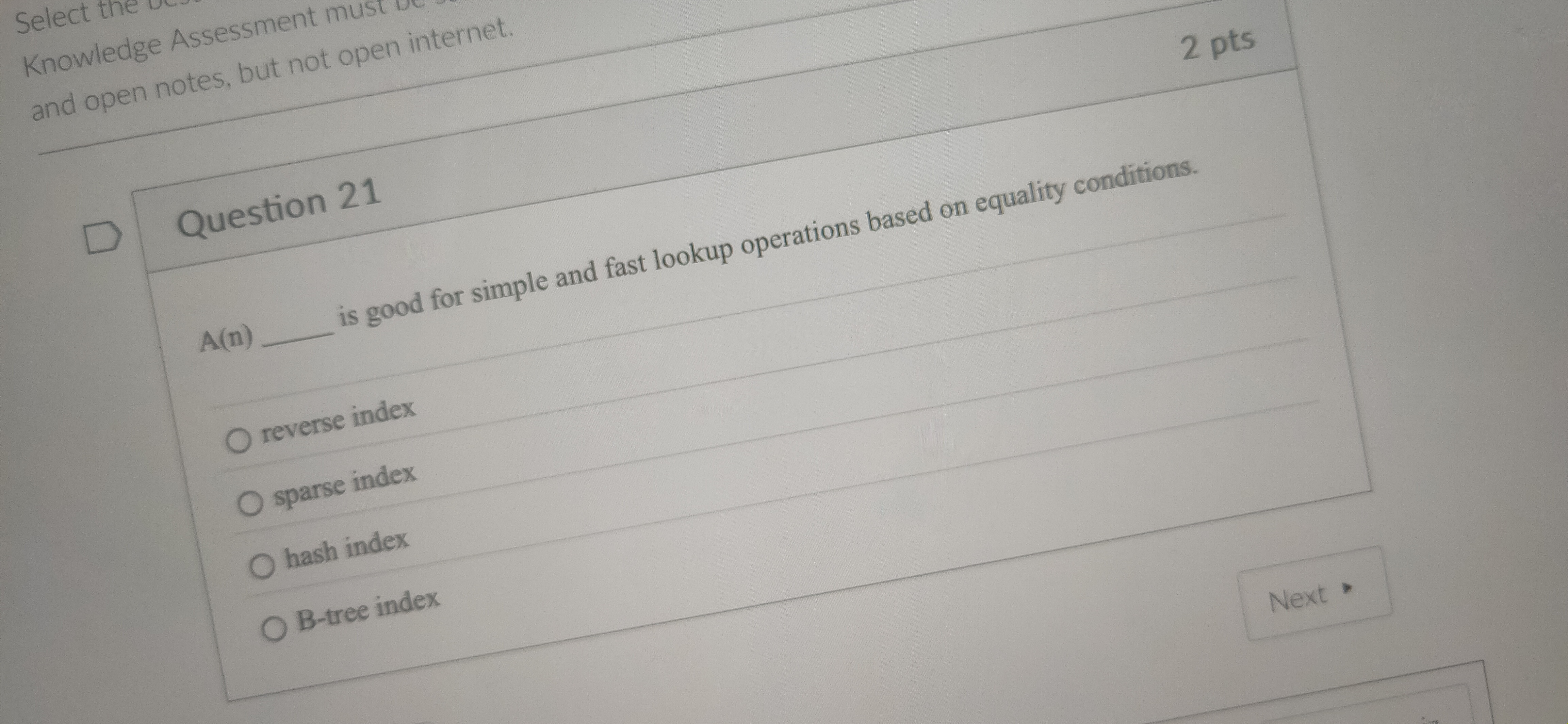 Question 2 1 A ( n ) is good for simple and fast