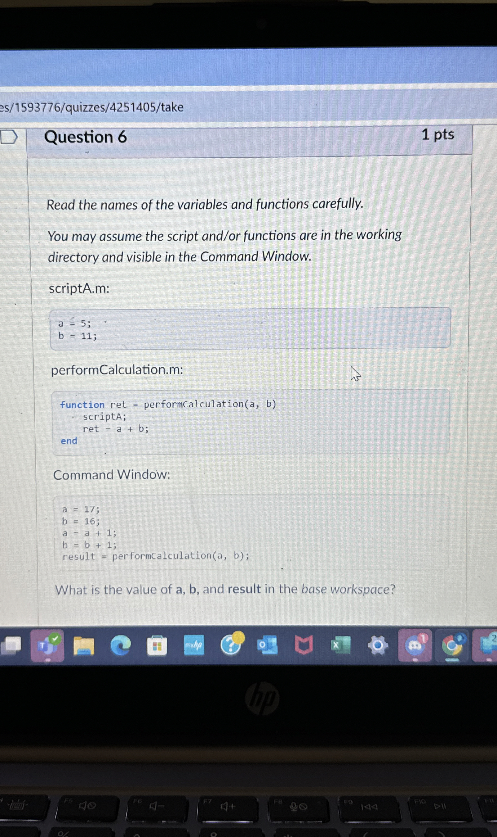 Question 6 Read the names of the variables and