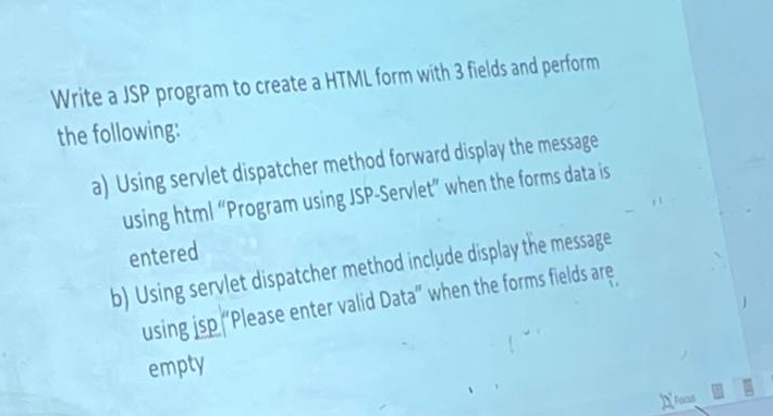 Write a ISP program to create a HTML form with 3