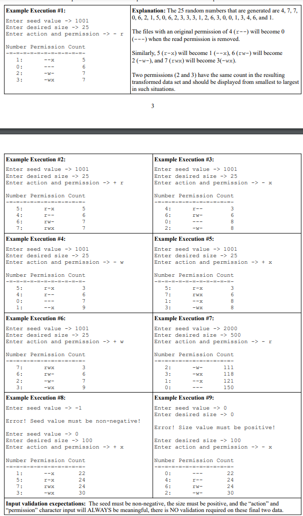 Problem: Given an integer to serve as a seed for