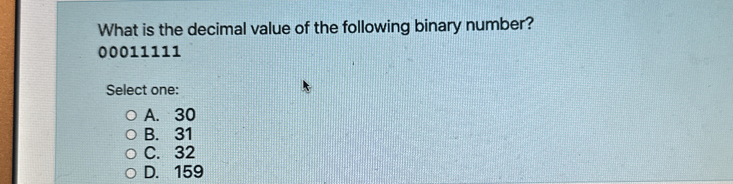 What is the decimal value of the following binary