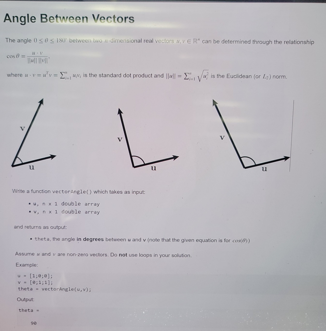 Angle Between Vectors The angle 0 1 8 0 between