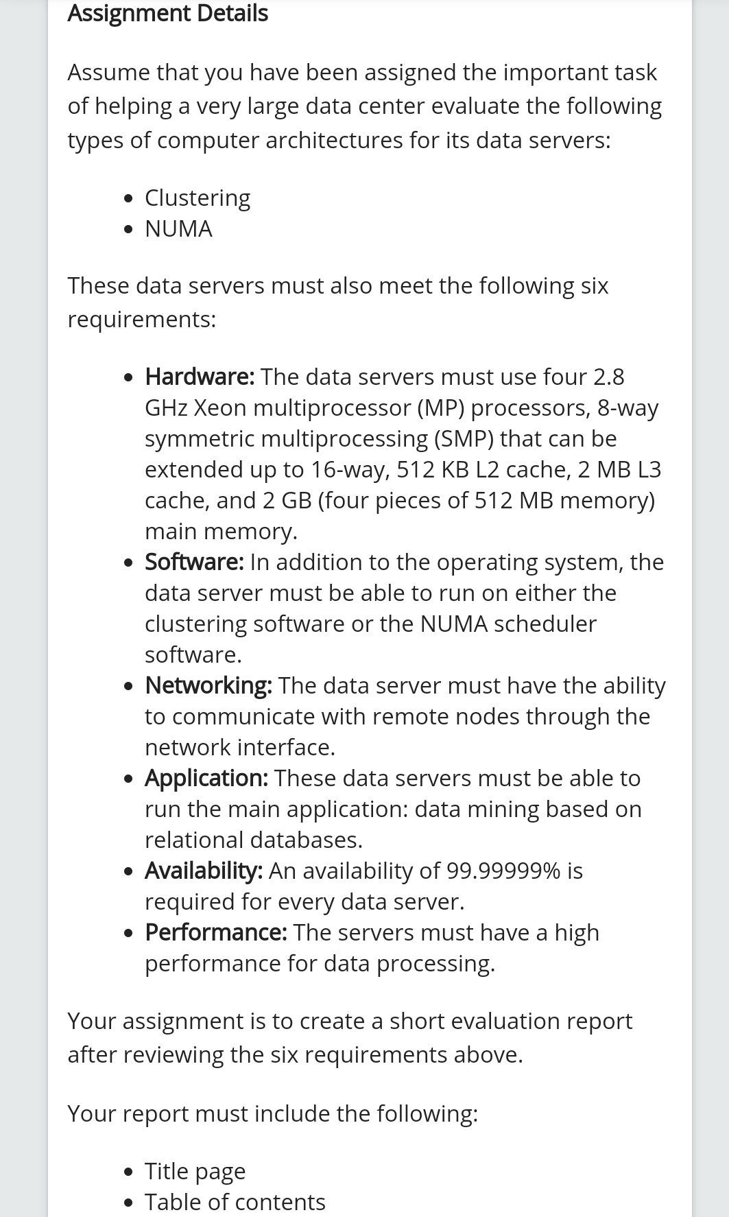 Assignment Details Assume that you have been