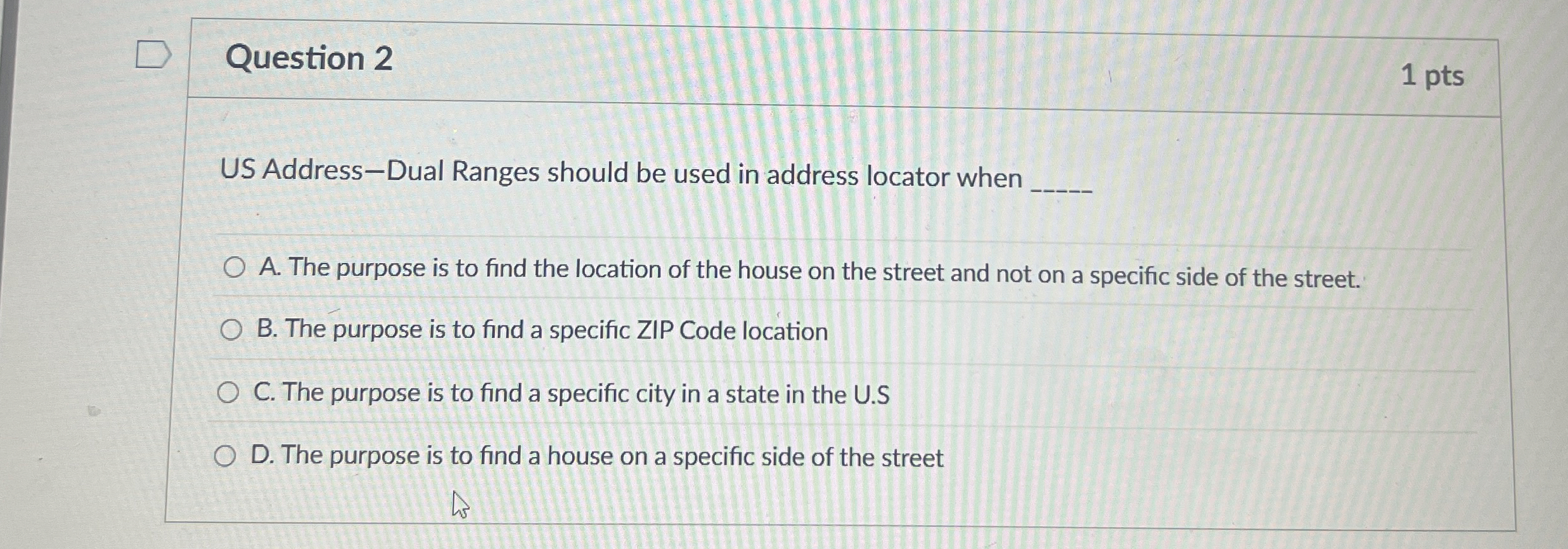 Question 2 US Address - Dual Ranges should be