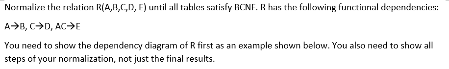 Normalize the relation R ( A , B , C , D , E )