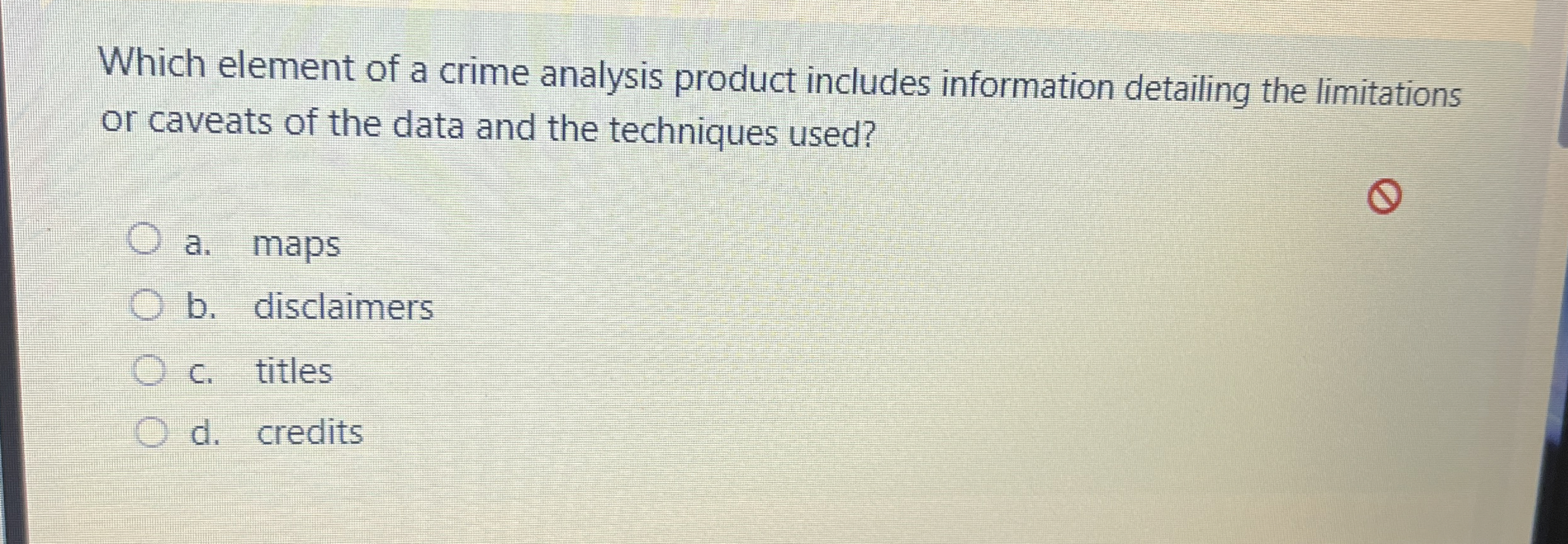 Which element of a crime analysis product