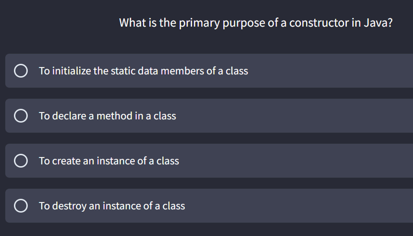 What is the primary purpose of a constructor in