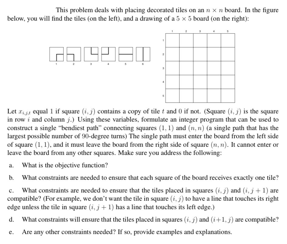 This problem deals with placing decorated tiles