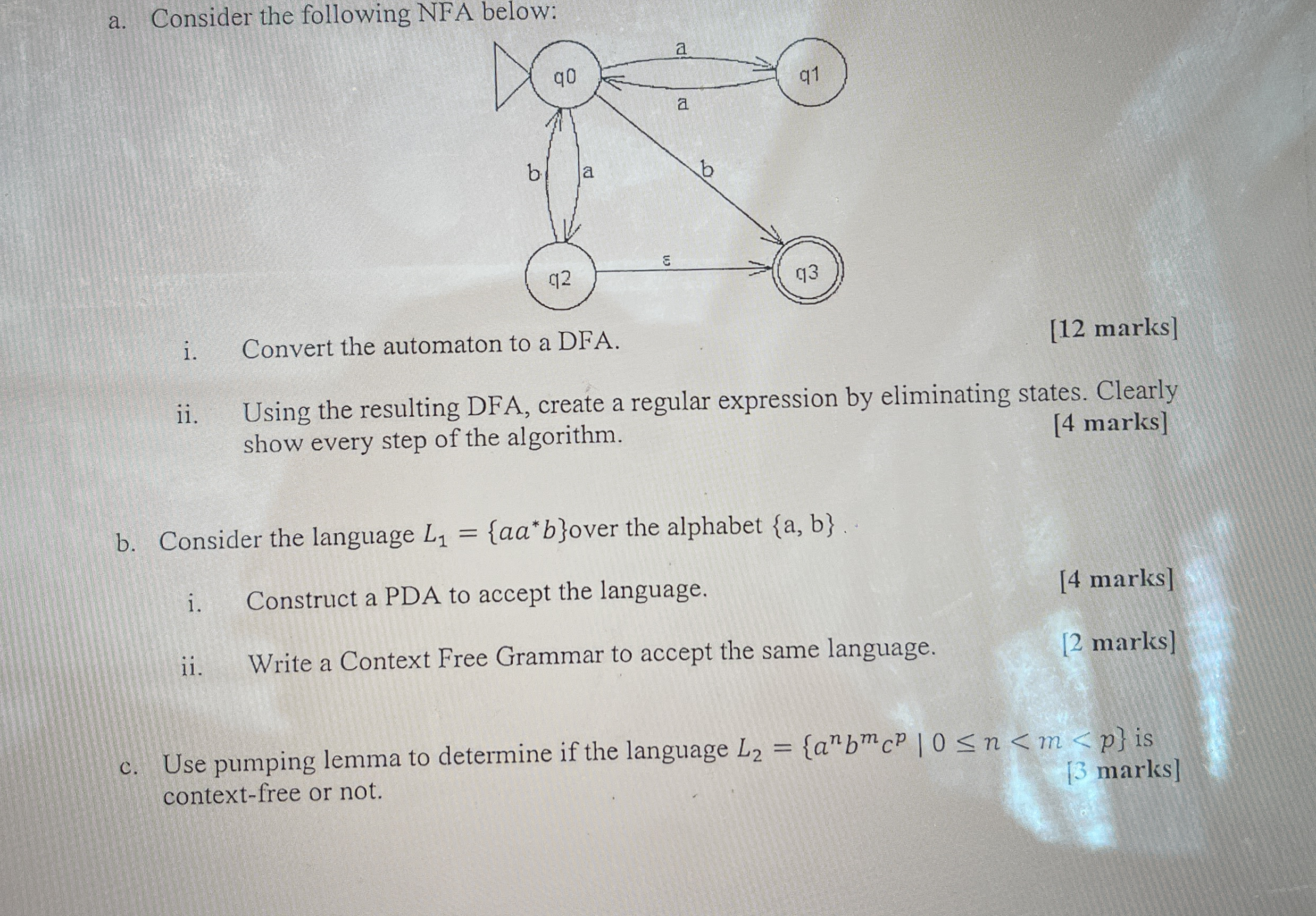 a . Consider the following NFA helaxx - i .