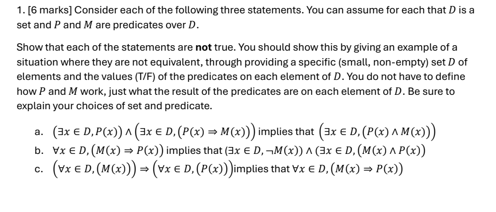 [ 6 marks ] Consider each of the following three
