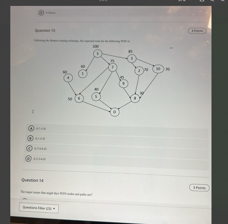 Question 1 3 Rollowing the diatance routing