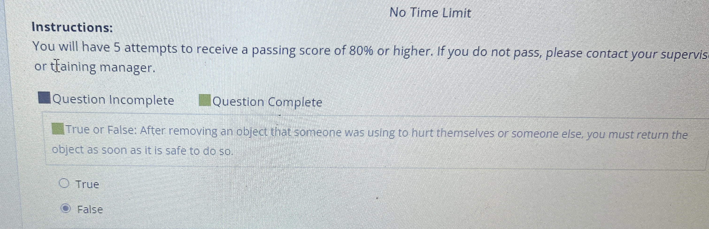 No Time Limit Instructions: You will have 5