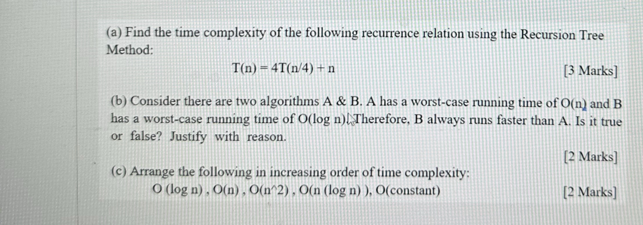 ( a ) Find the time complexity of the following