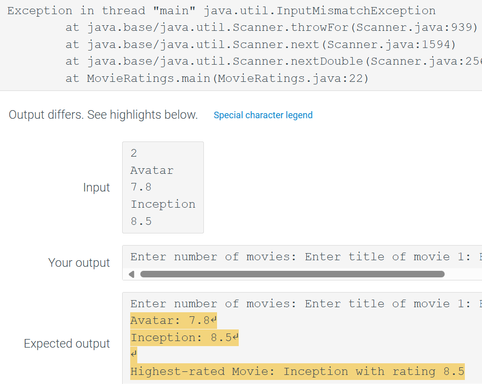Getting a NoSuchElementException on Zybooks ~~~