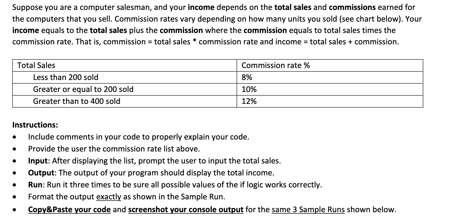 Suppose you are a computer salesman, and your