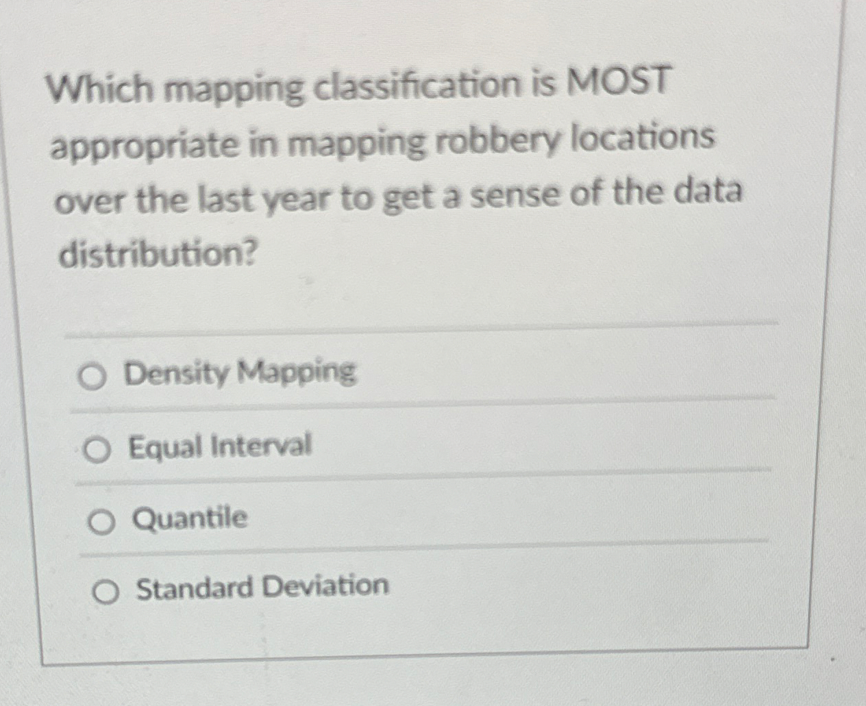 Which mapping classification is MOST appropriate