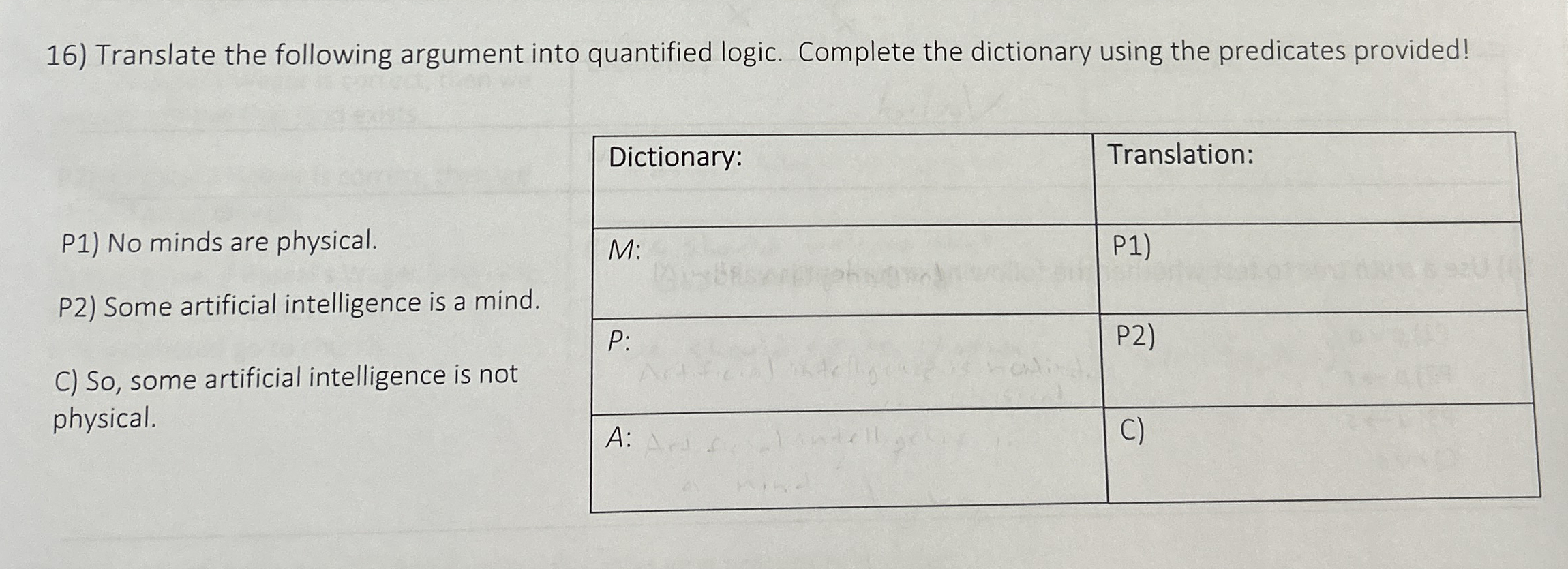 Translate the following argument into quantified